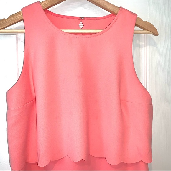 LOFT Pink Scallop Dress Size 4 Petite - Picture 3 of 11